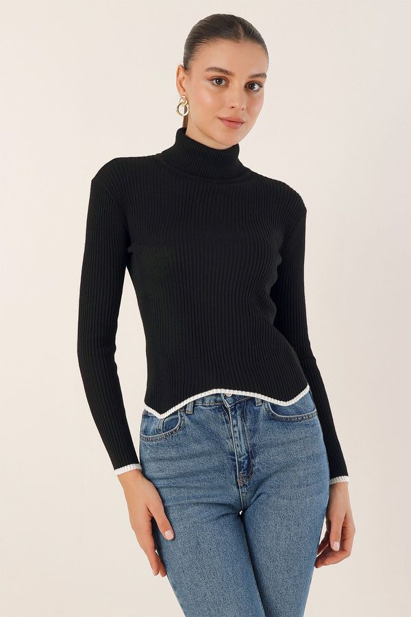 Bigdart Bigdart 15823 Pulover za pletenine Turtleneck - črna