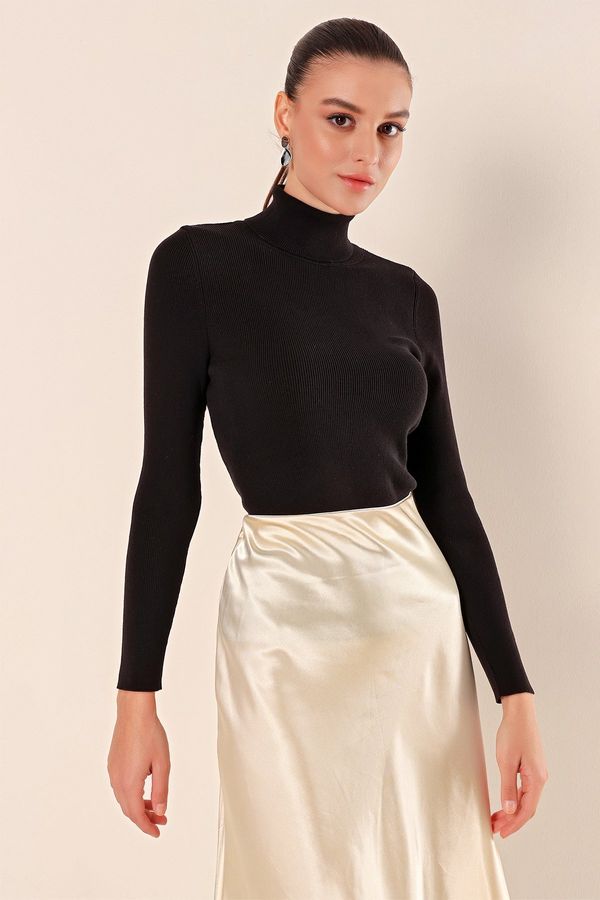 Bigdart Bigdart 15825 Pulover za pletenine Turtleneck - črn