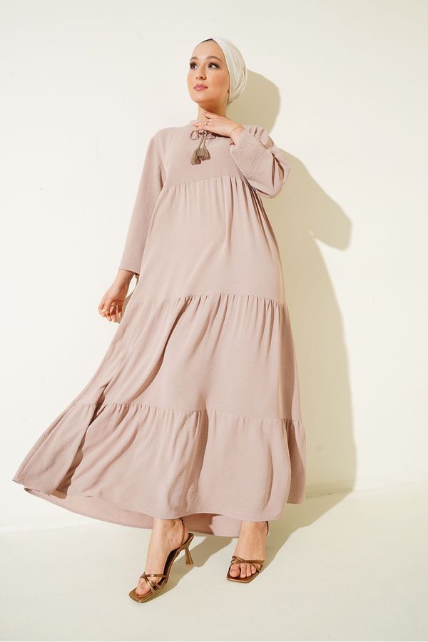 Bigdart Bigdart 1627 Desert, Lace-up Hijab Dress - C. Beige.