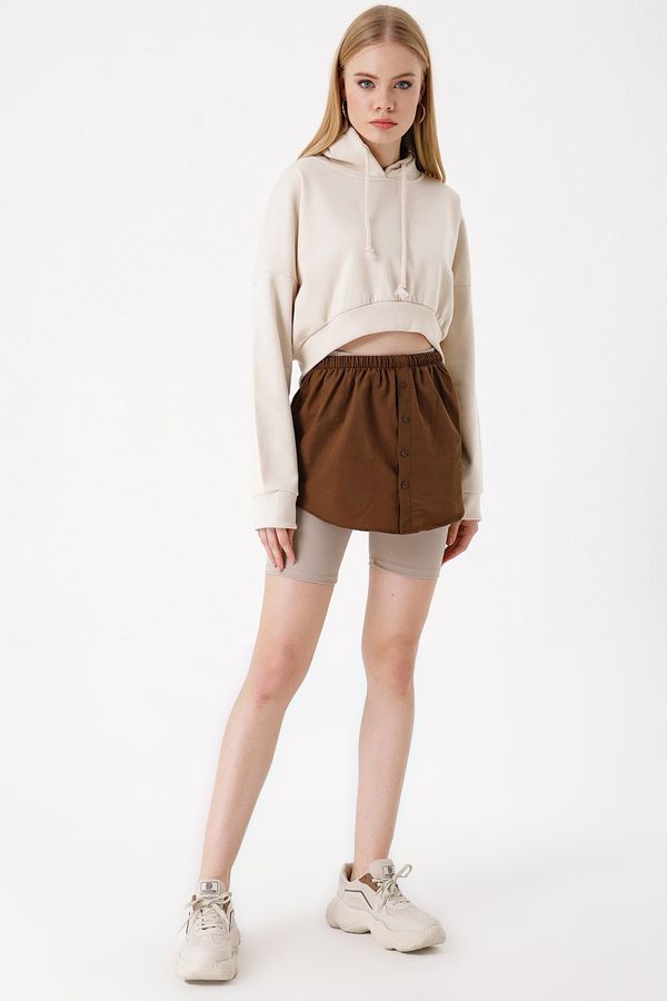 Bigdart Bigdart 1888 Sweatshirt and Shirt Under Sweater Skirt - Brown