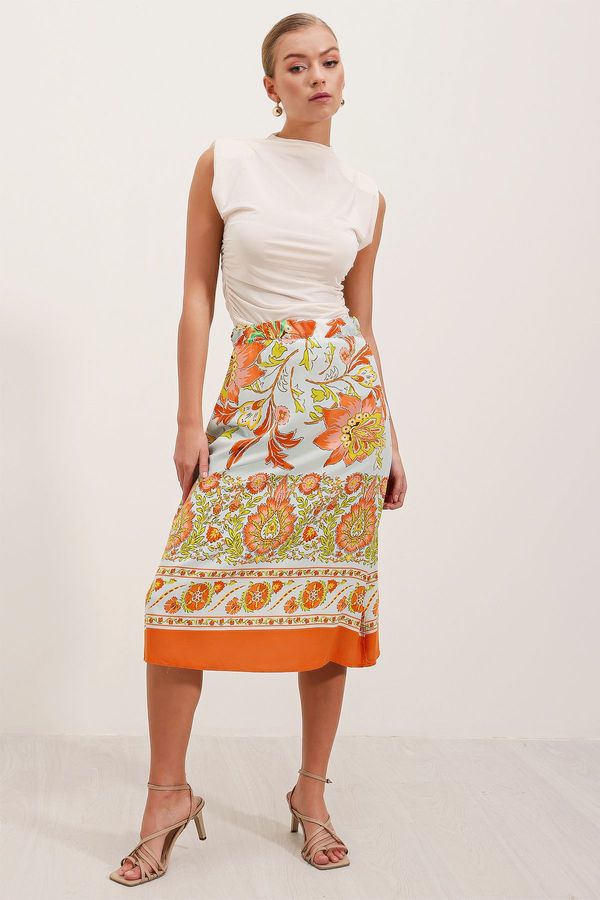 Bigdart Bigdart 1899 Patterned Midi Skirt - Orange