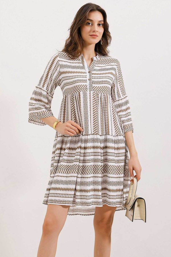 Bigdart Bigdart 1975 ETHNIC PATTERN DRESS - Brown