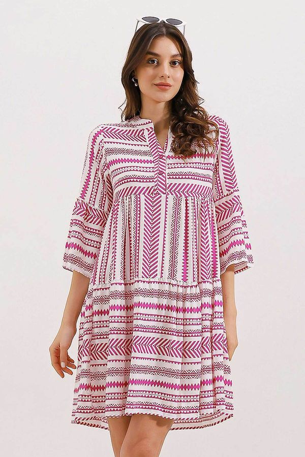 Bigdart Bigdart 1975 ETHNIC PATTERN DRESS - Fuchsia