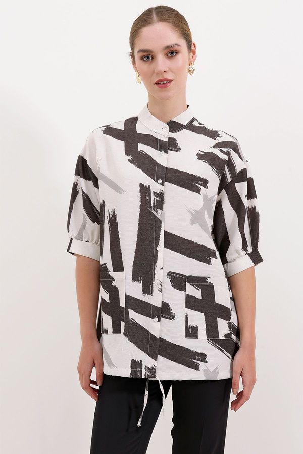 Bigdart Bigdart 20226 Patterned Oversize Shirt - Black