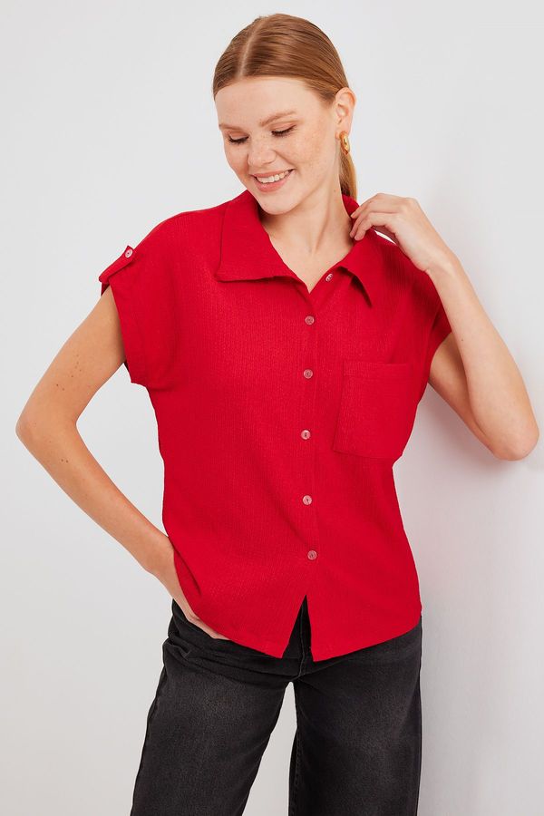 Bigdart Bigdart 20256 Cuffed Double Short Sleeve Shirt - Red