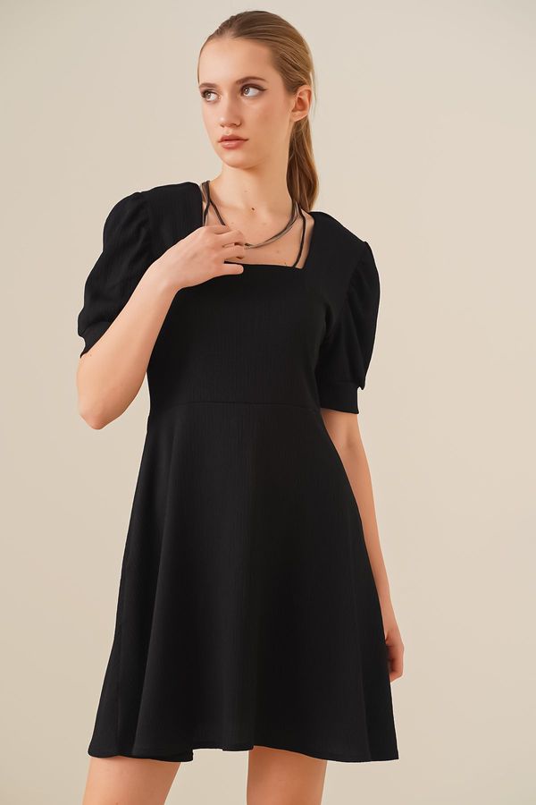 Bigdart Bigdart 2339 Square Neck Knitted Dress - Black