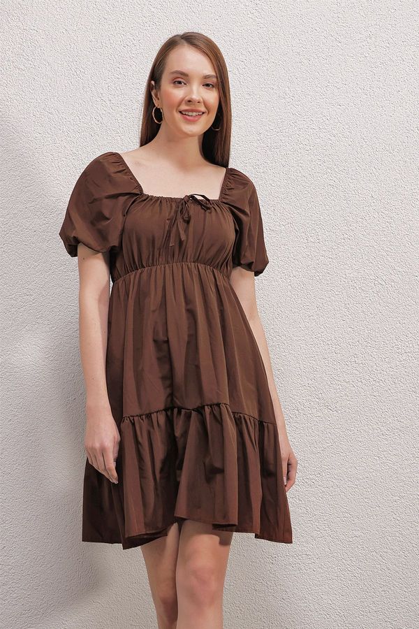 Bigdart Bigdart 2351 Flared Poplin Dress - Brown