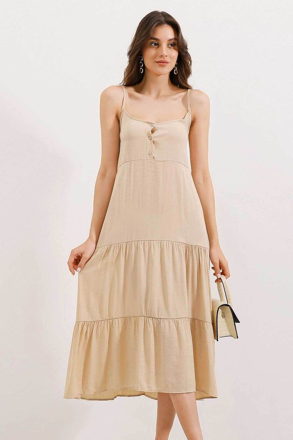 Bigdart Bigdart 2403 Strappy Midi Dress - Cream