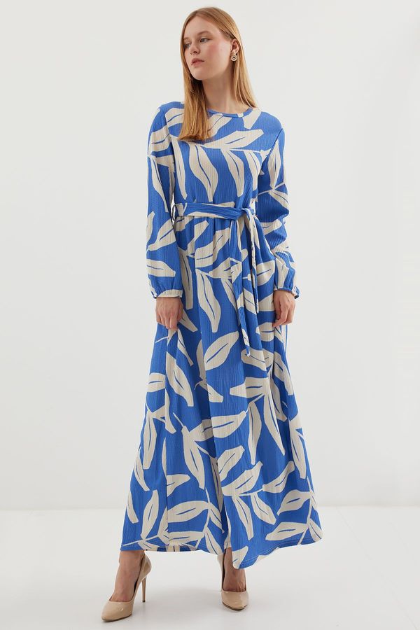 Bigdart Bigdart 2488 Patterned Long Knitted Dress - Blue