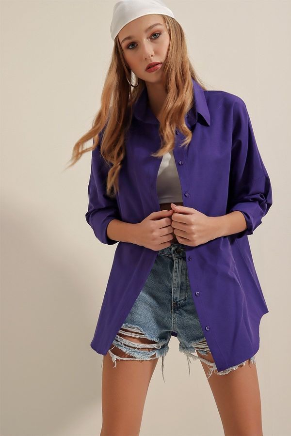 Bigdart Bigdart 3900 Oversize Basic Long Shirt - Purple