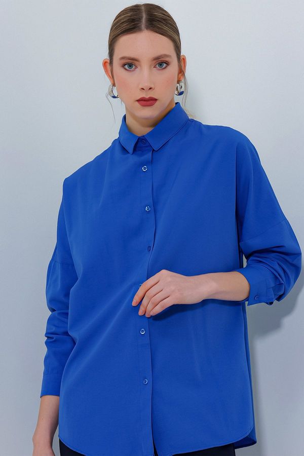 Bigdart Bigdart 3900 Oversize Long Basic Shirt - B.blue