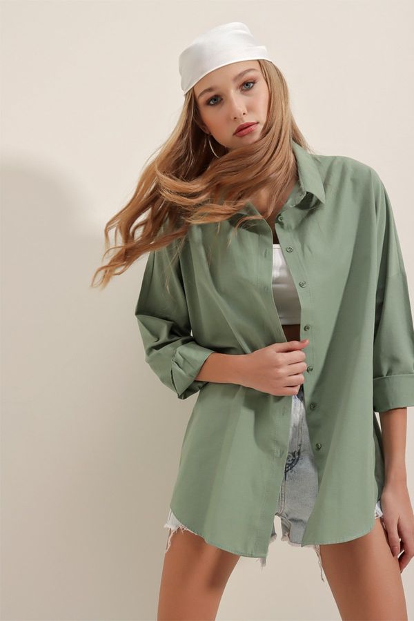 Bigdart Bigdart 3900 Oversize Long Basic Shirt - Khaki