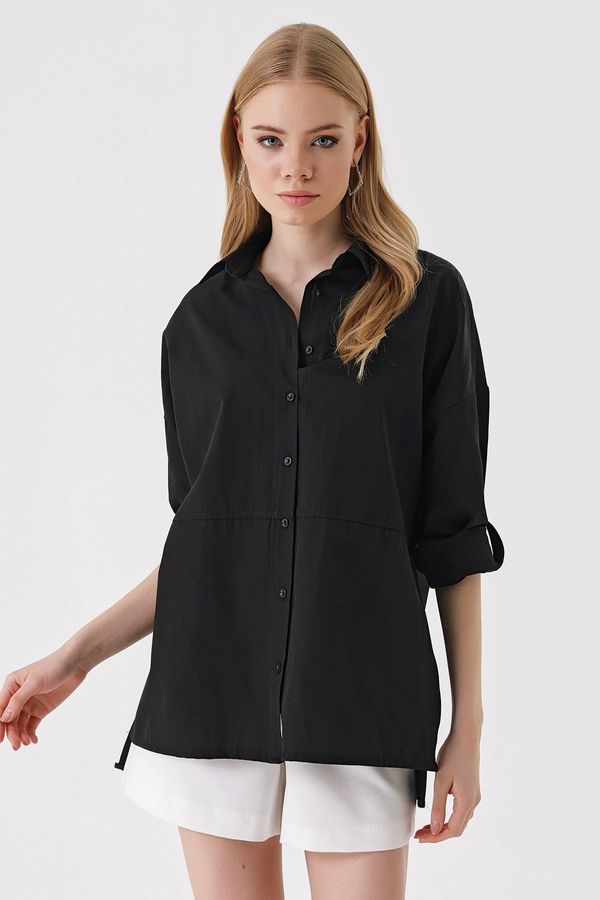 Bigdart Bigdart 3975 Slit Poplin Shirt - Black