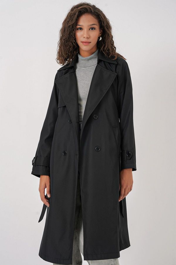 Bigdart Bigdart 5918 Double Breasted Collar Trench Coat - Black