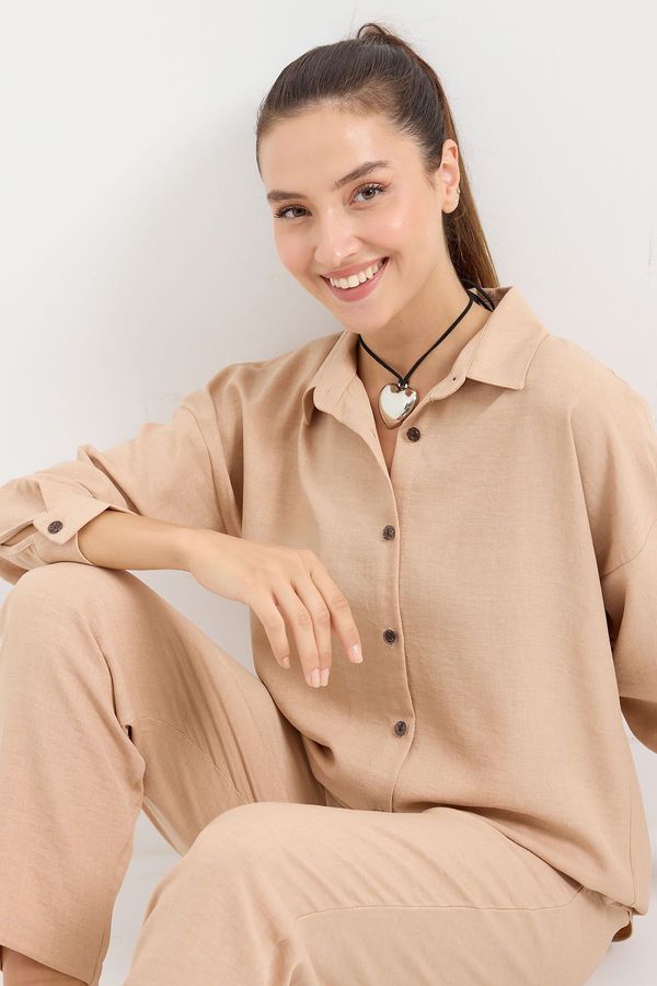 Bigdart Bigdart 6622 Linen Two Piece Set - Biscuit