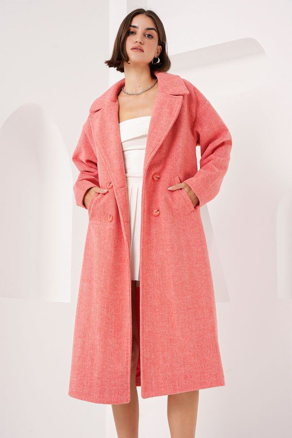 Bigdart Bigdart 9113 Oversize Wide Cut Wool Long Cashmere Coat - Orange