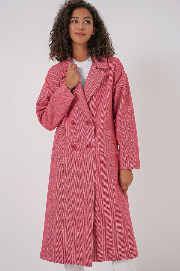 Bigdart Bigdart 9113 Oversize Wide Cut Wool Long Cashmere Coat - Red