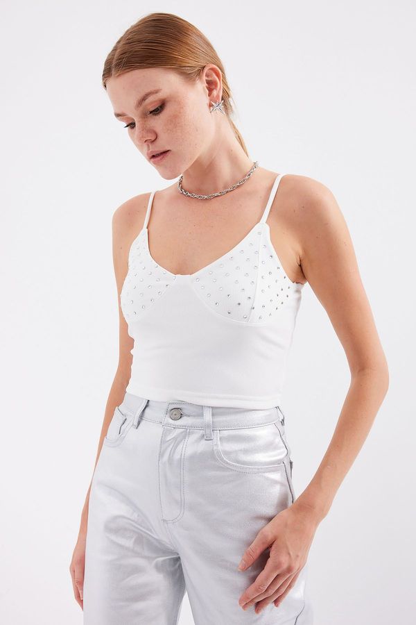 Bigdart Bigdart 918 Rope Strap Crop Top - White