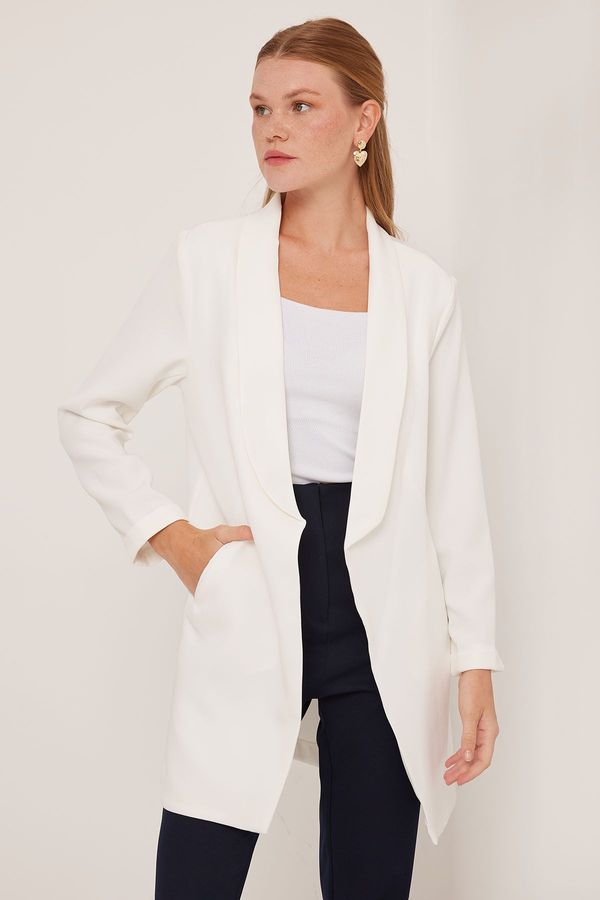 Bigdart Bigdart Woman's White Long Blazer Jacket 0705