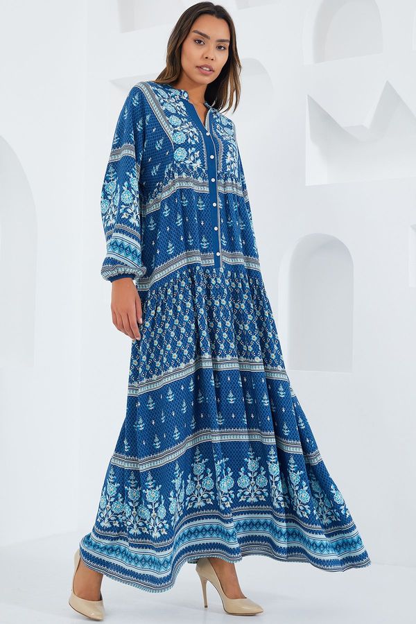 Bigdart Bigdart Women's Indigo Blue Viscose Hijab Dress 2423