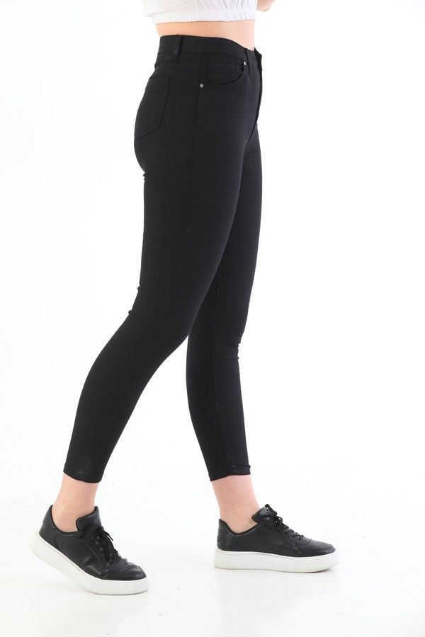 BİKELİFE BİKELİFE Black Plus Size High Waist Lycra Gabardine Trousers.