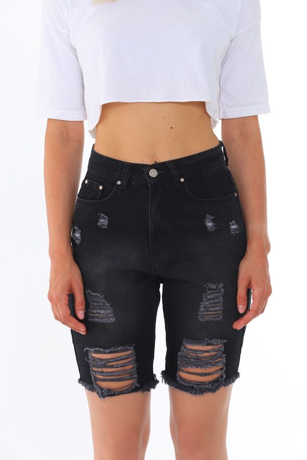 BİKELİFE BİKELİFE Blue High Waist Denim Shorts