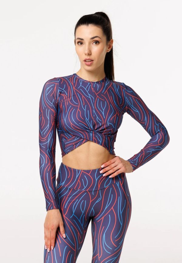 Bittersweet Paris Bittersweet Paris Woman's Lines Gaia Longsleeve Top GLT-C-Print BSP1452 Dark Navy Blue