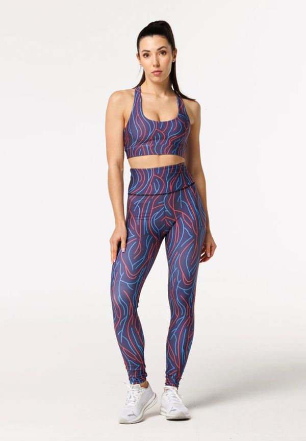 Bittersweet Paris Bittersweet Paris Woman's Lines High Waist Leggings CPW-HL-PR BSP1452 Dark Navy Blue