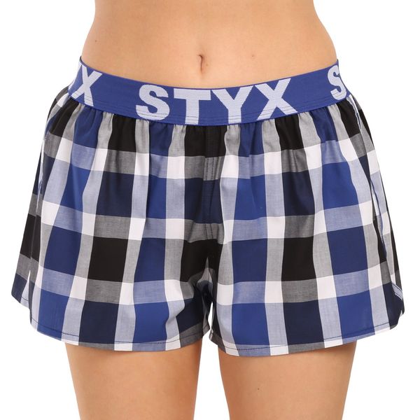 STYX Black and Blue Women's Plaid Shorts Styx
