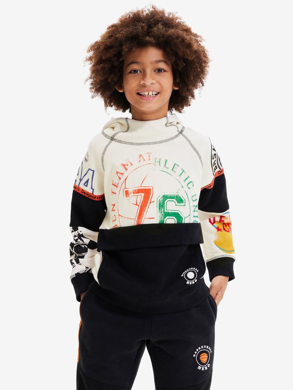 DESIGUAL Black and cream boys' hoodie Desigual Renne