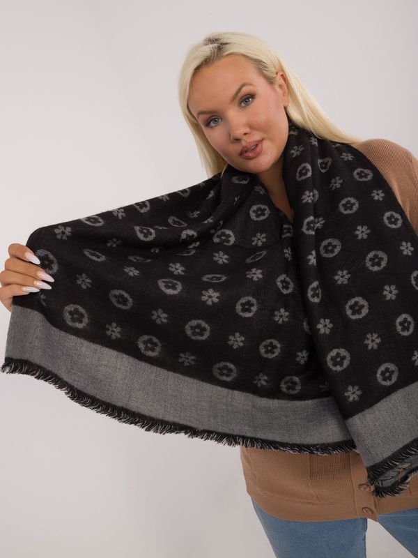 Fashionhunters Black and gray women's scarf made of patterned knit