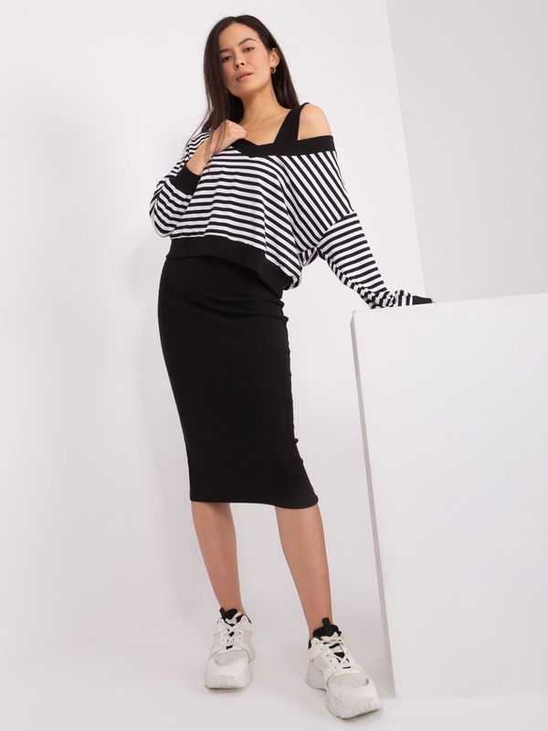 Fashionhunters Black and white basic set with midi dress