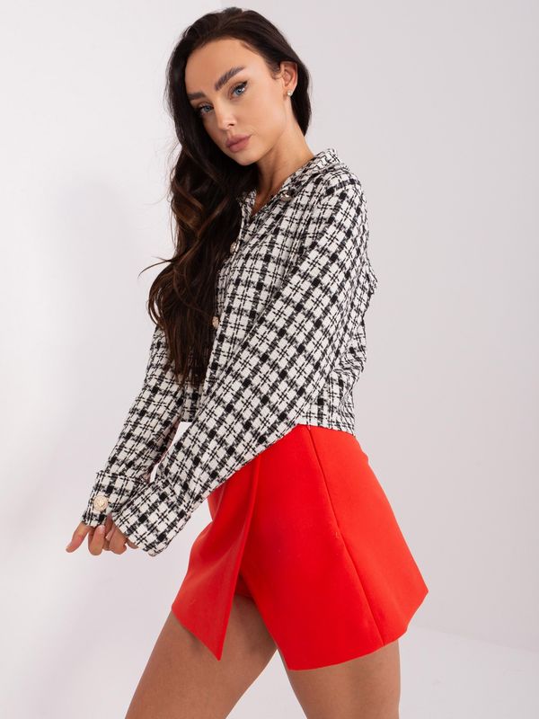 Fashionhunters Black and white short plaid shirt