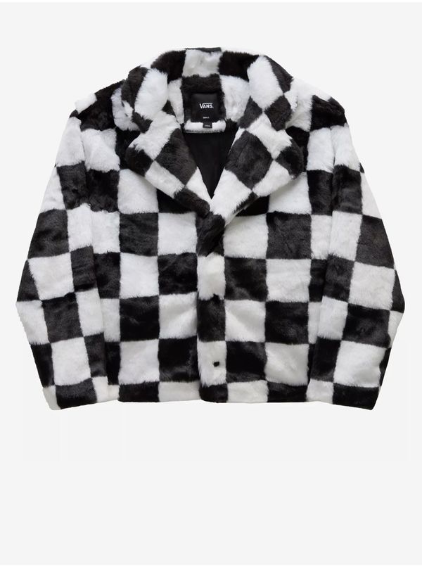 Vans Black and white women's plaid winter jacket made of faux fur VANS Natash - Women