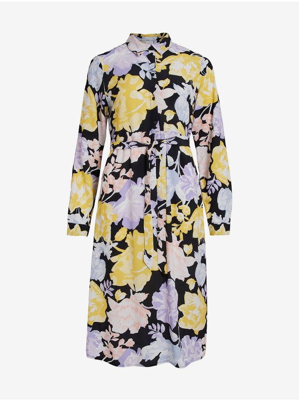 Vila Black and yellow women's floral dress VILA Kikki - Ladies