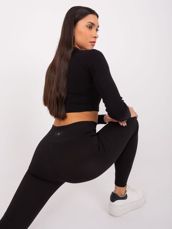 Fashionhunters Black basic striped sports leggings