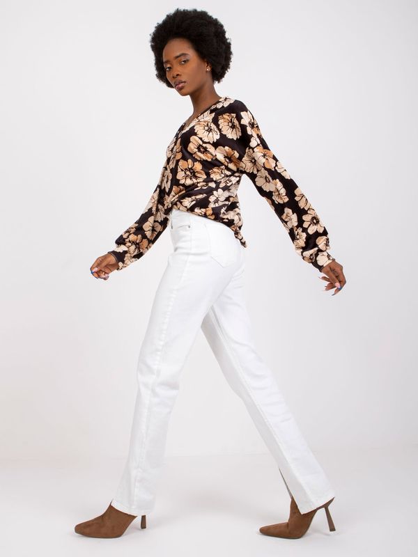 Fashionhunters Black-beige flower blouse Bissau