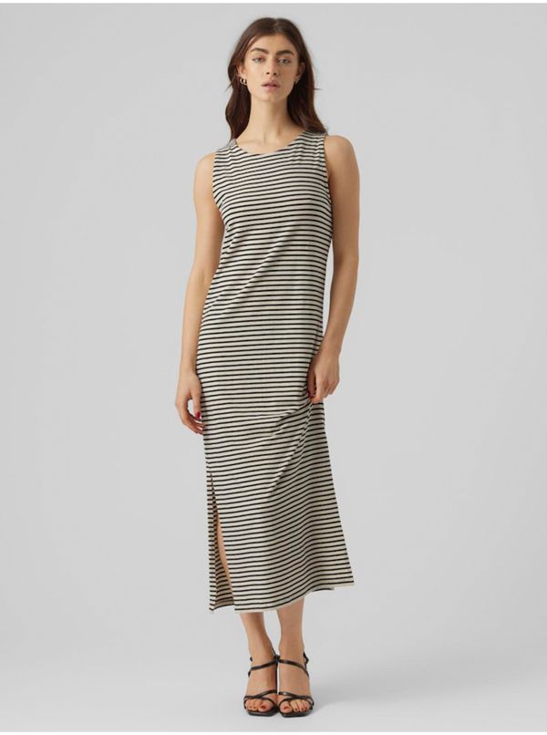 AWARE by VERO MODA Black-beige women's striped maxi dress AWARE by VERO MODA Fiona - Women