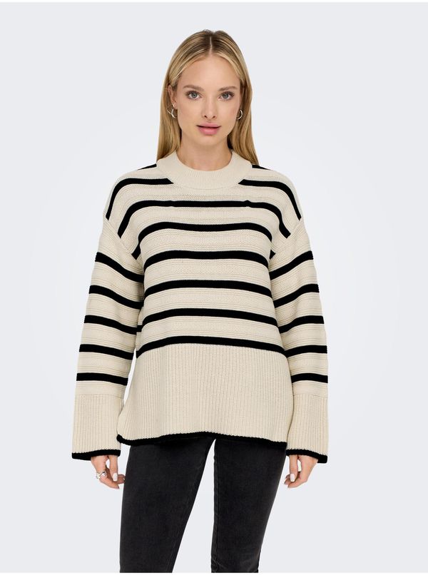 Only Black-Beige Women's Striped Sweater ONLY Sia - Women