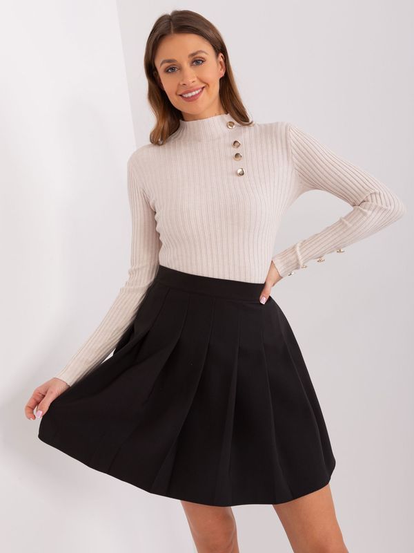 Fashionhunters Black bell-shaped miniskirt with pleats