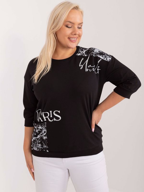 Fashionhunters Black blouse plus size with 3/4 sleeves