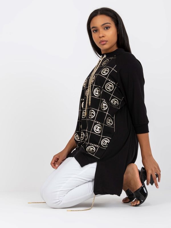 Fashionhunters Black blouse plus size with longer back