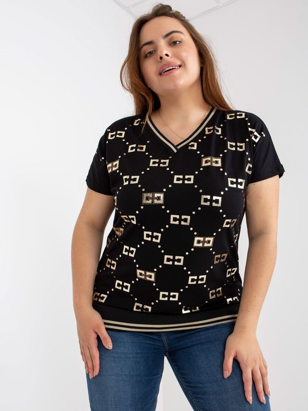 Fashionhunters Black blouse plus sizes with V-neck