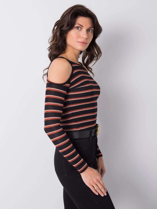 Fashionhunters Black blouse with stripes by Leela RUE PARIS