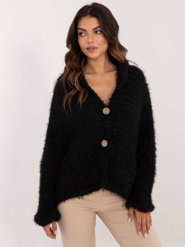 Fashionhunters Black cardigan with button closure