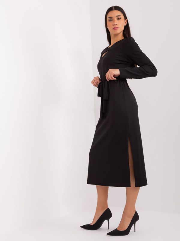 Fashionhunters Black cocktail dress with slits