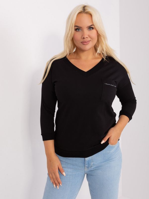 Fashionhunters Black cotton blouse of larger size