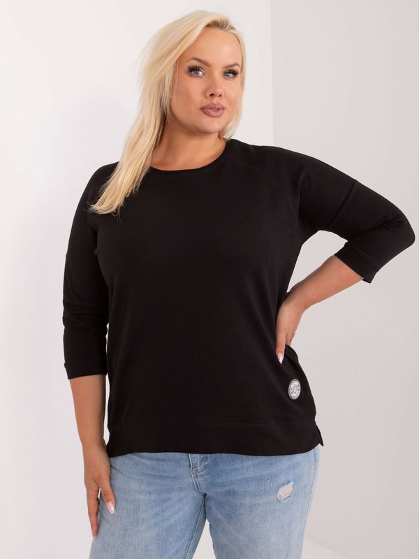 Fashionhunters Black cotton blouse of larger size