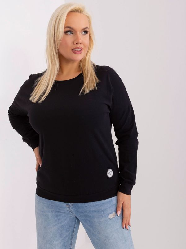 Fashionhunters Black cotton blouse of larger size