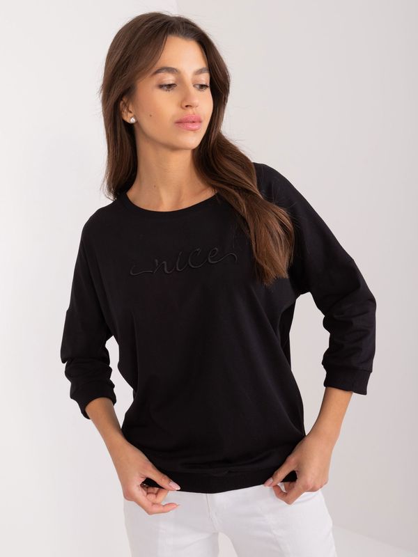 Fashionhunters Black Cotton Casual Blouse